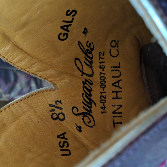 TIN HAUL "Sugar Cube" light & dark purple argyle cowgirl boots square toe sz 8.5 - Picture 16 of 16